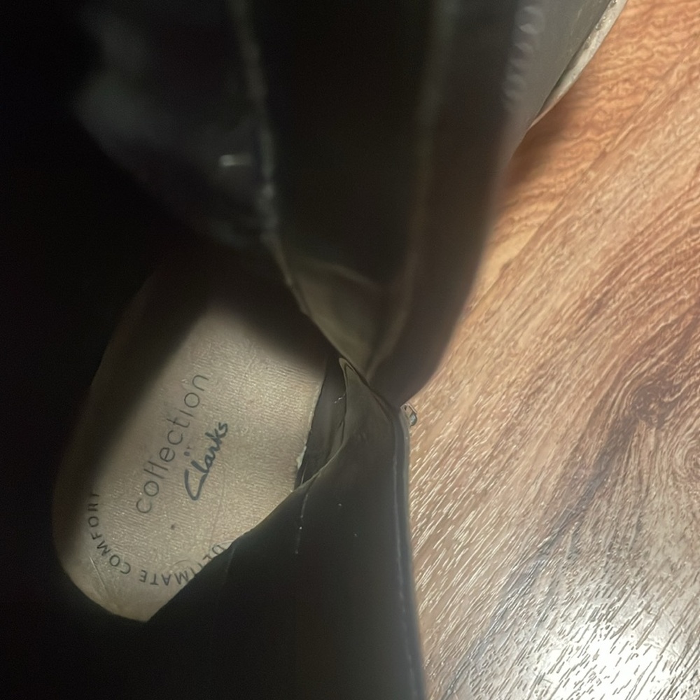 Clarks Black Over-the-Knee Leather Boots - Picture 7 of 9